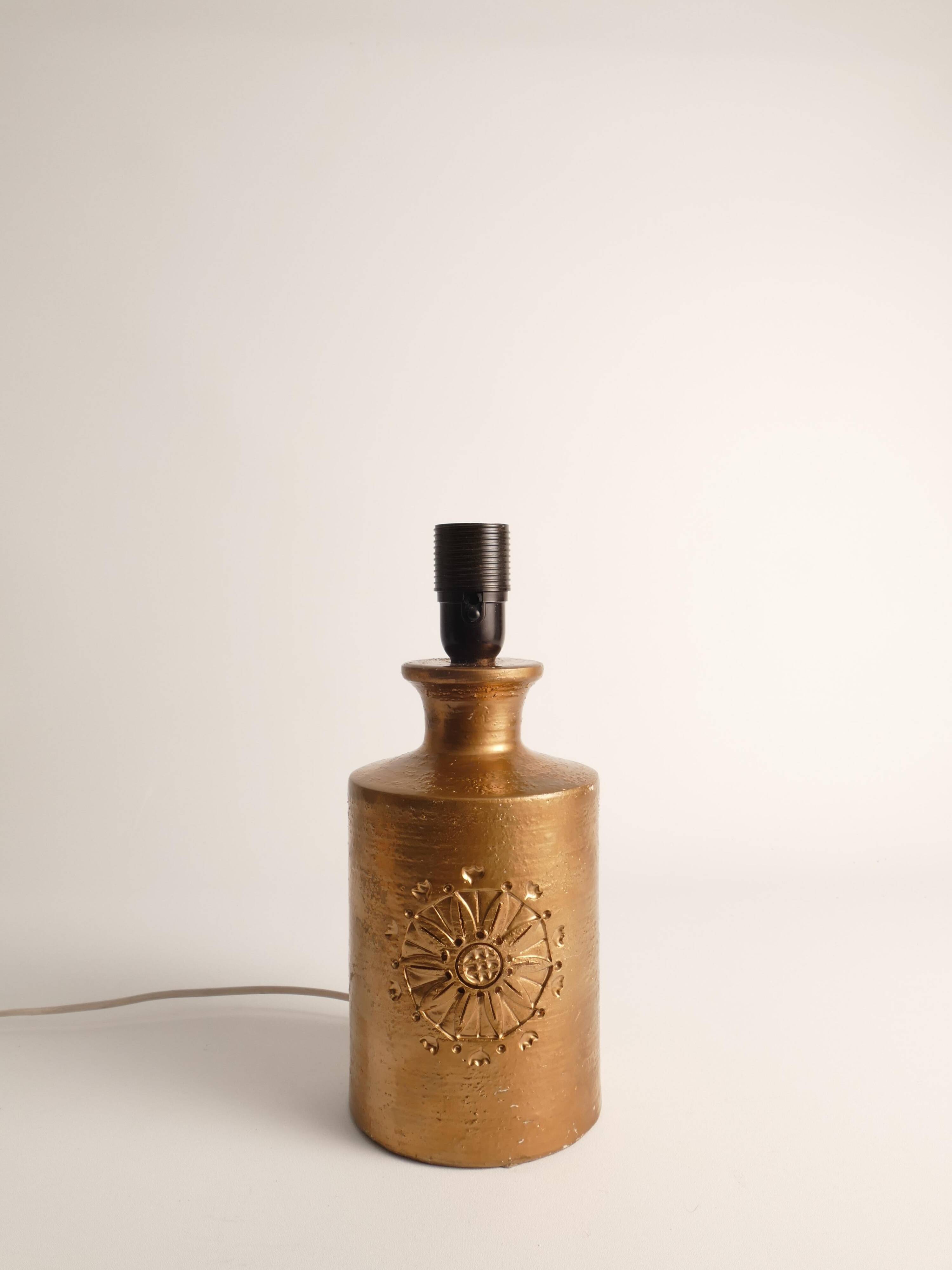 Gold Glazed Ceramic Table Lamp by Bitossi for Bergboms, 1970's
