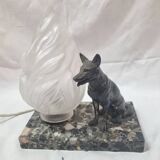 Art Deco marble dog lamp