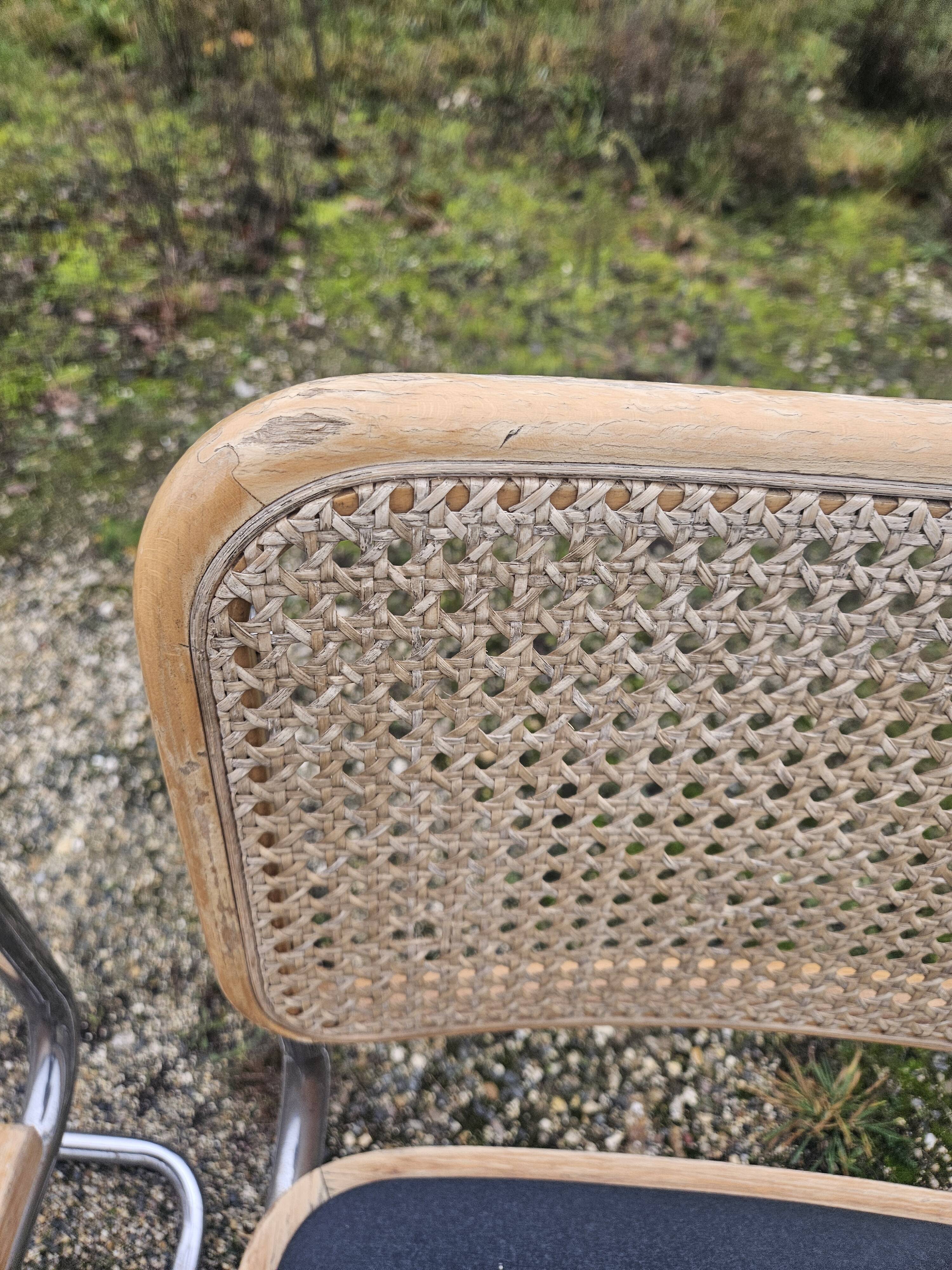 4 vintage Italian Cesca B32 chairs by Marcel Breuer, 70s