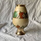 Vintage brass vase with cloisonné enamel floral decoration