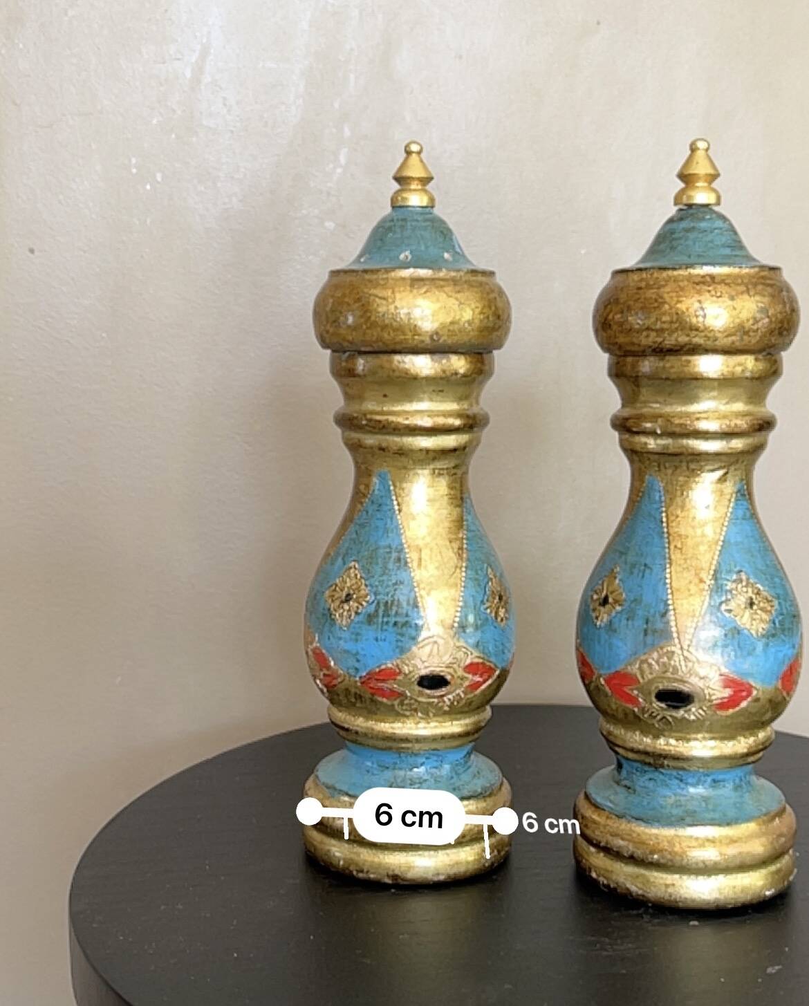 Vintage Italian Salt and Pepper Shakers - Hand Painted Wood