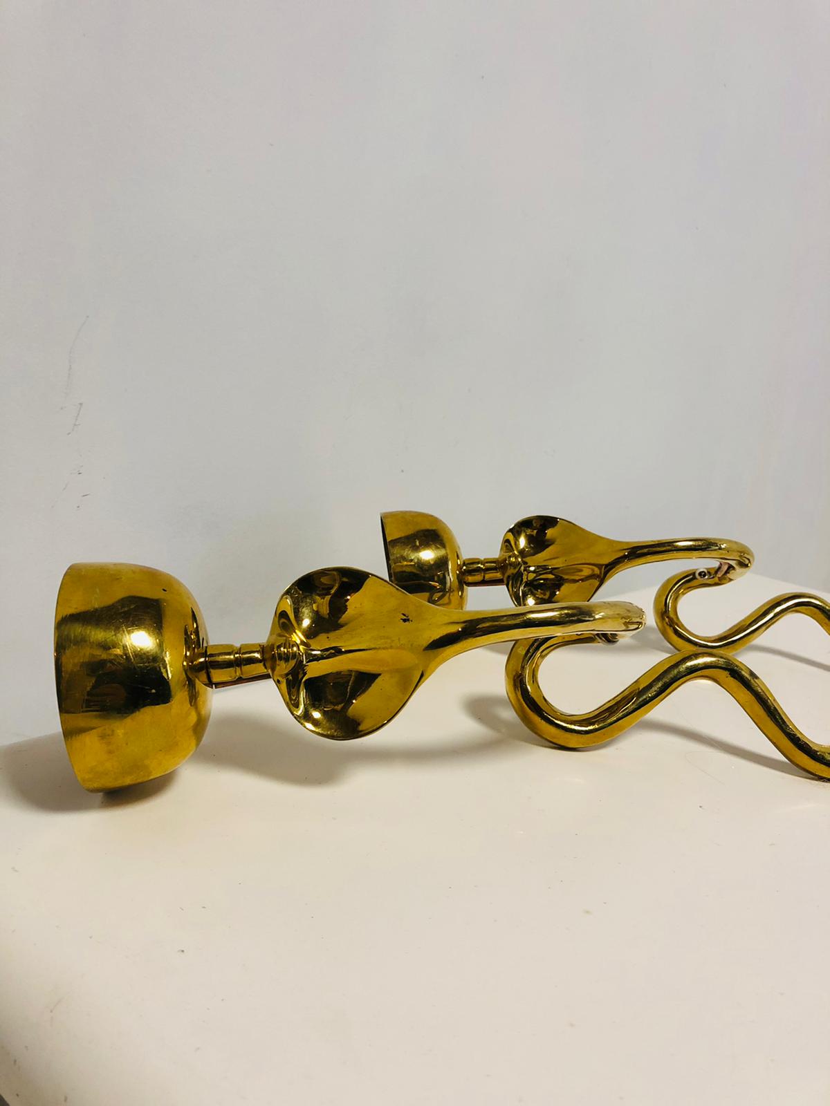 Pair of gilded bronze wall lamps