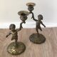 Pair of brass candle holders