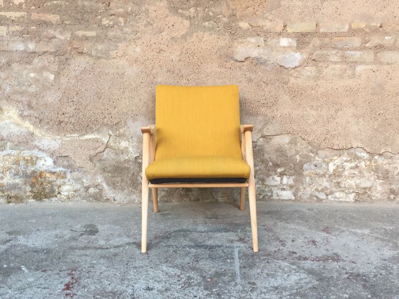 Vintage armchair in solid wood, 1950