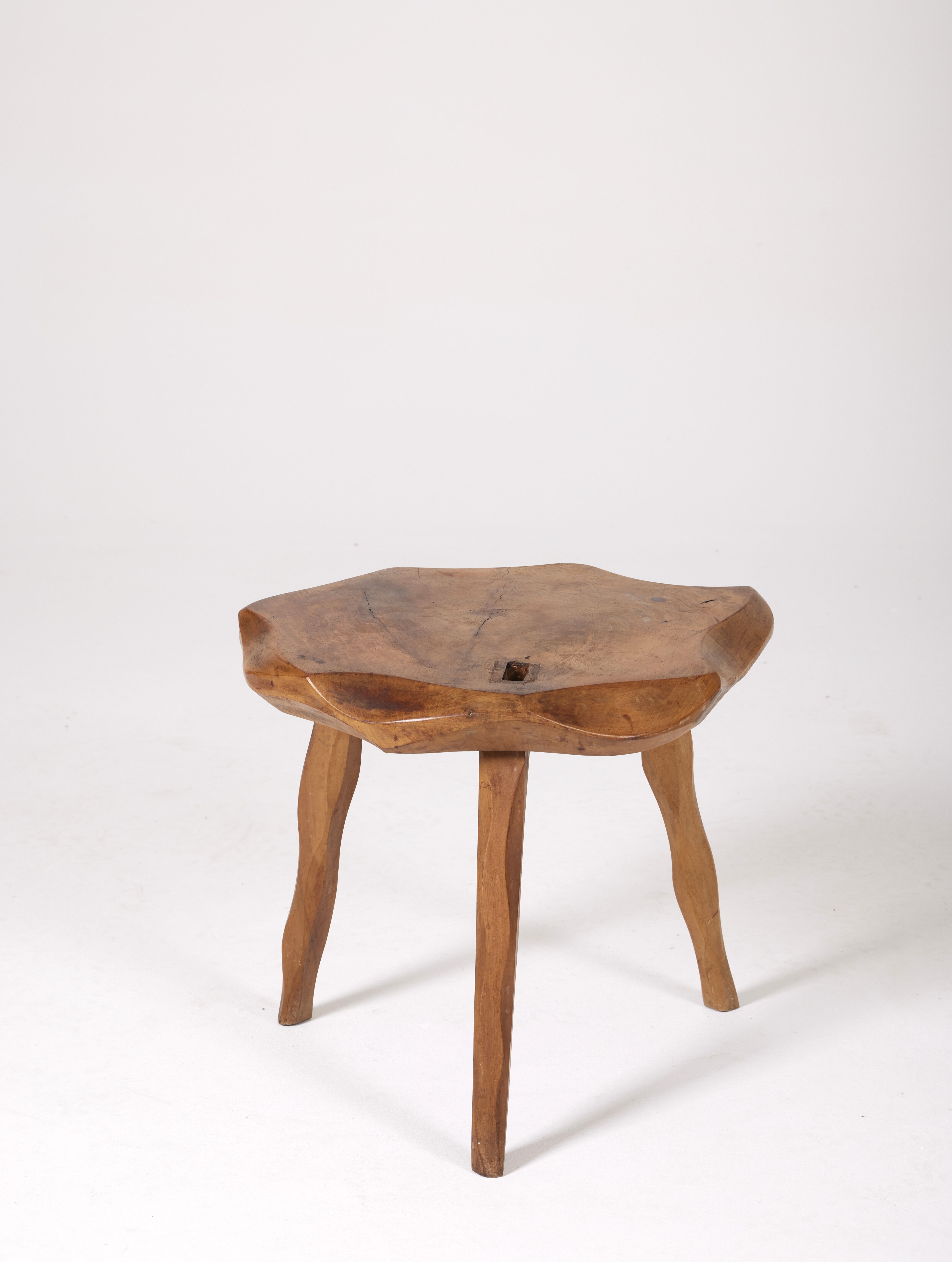 Brutalist tripod stool 1950s