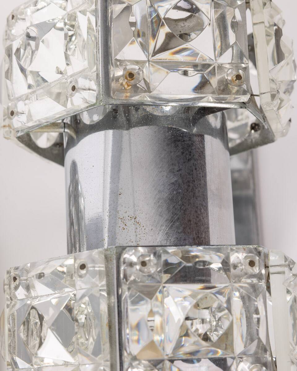 Pair of vintage 60s wall lamps in crystal design kinkeldey