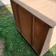 Commode 4 tiroirs pieds compas chêne bois brut