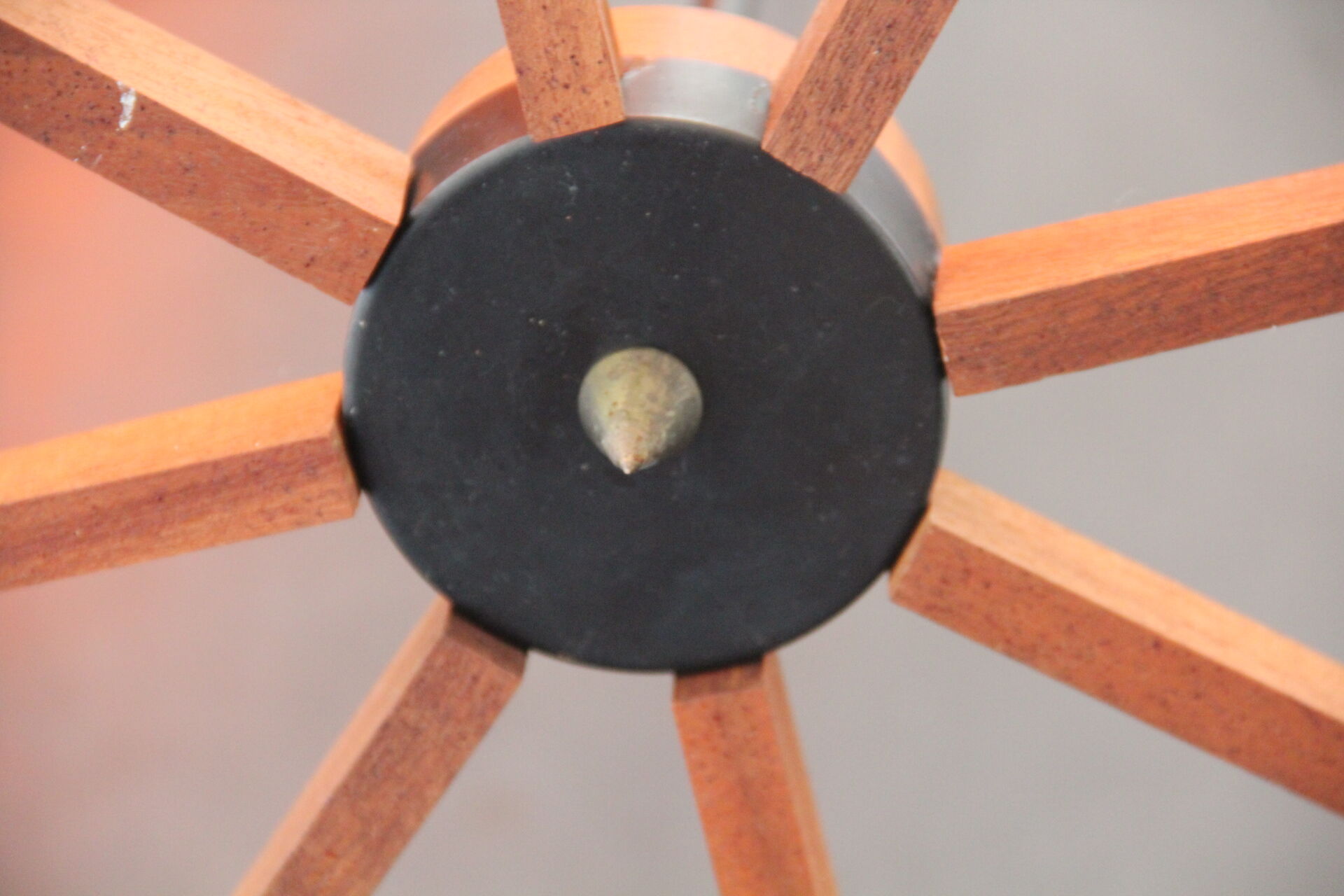 Scandinavian chandelier with 8 arms of light, teak, circa 1965