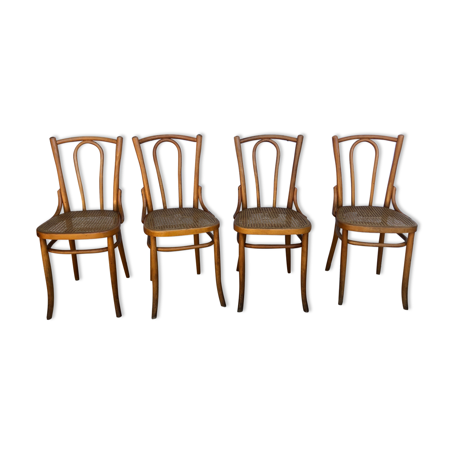 Set de 4 chaises bistrot cannées Baumann