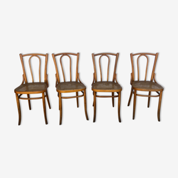 Set de 4 chaises bistrot cannées Baumann