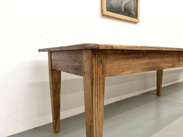 Table de ferme XXL 4 mètres en pin massif - 6 pieds - Années 50