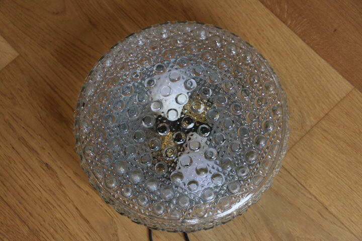 1960s metal and molded glass ceiling light