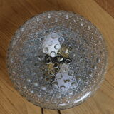 1960s metal and molded glass ceiling light