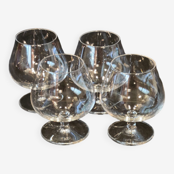 4 Stamped St Saint Louis Crystal Cognac Glasses