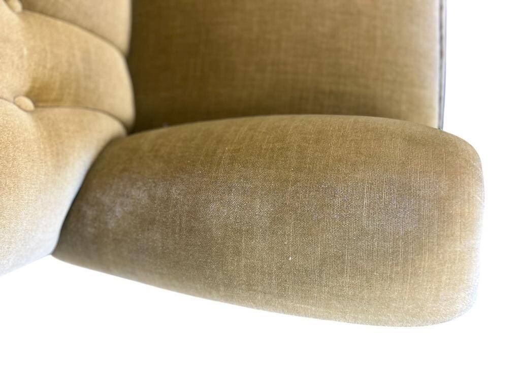 Canapé vintage jaune-vert / sofa / trois places avec franges