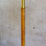 Modern mid-century brass and leather floor lamp Atelje Lyktan, Sweden