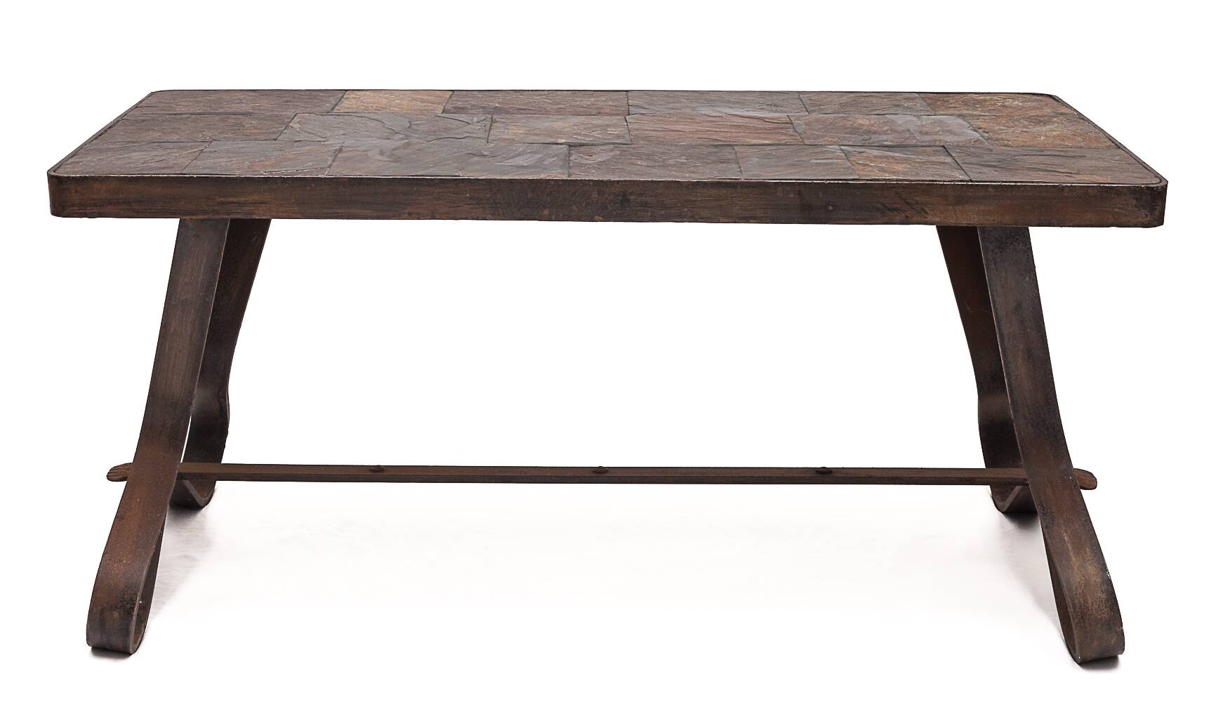 Brutalist coffee table by Adnet