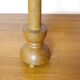 Wooden candle holder mounted as a lamp and its rope shade, 47.5cm.