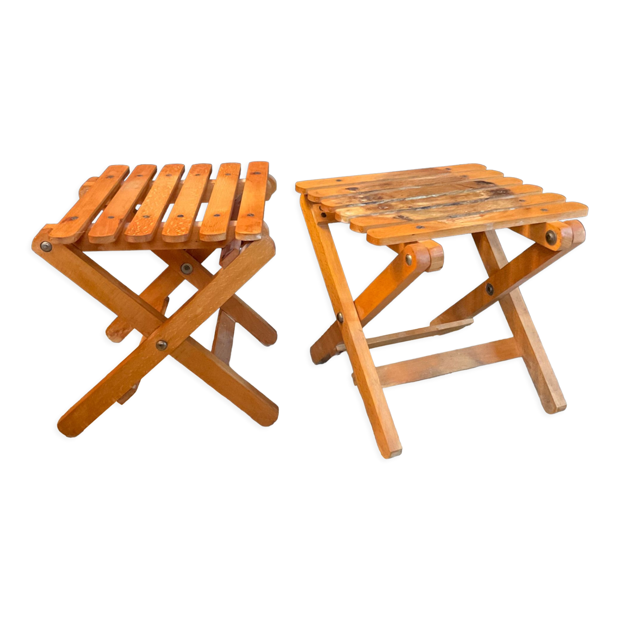 Duo of vintage folding wooden plant doors