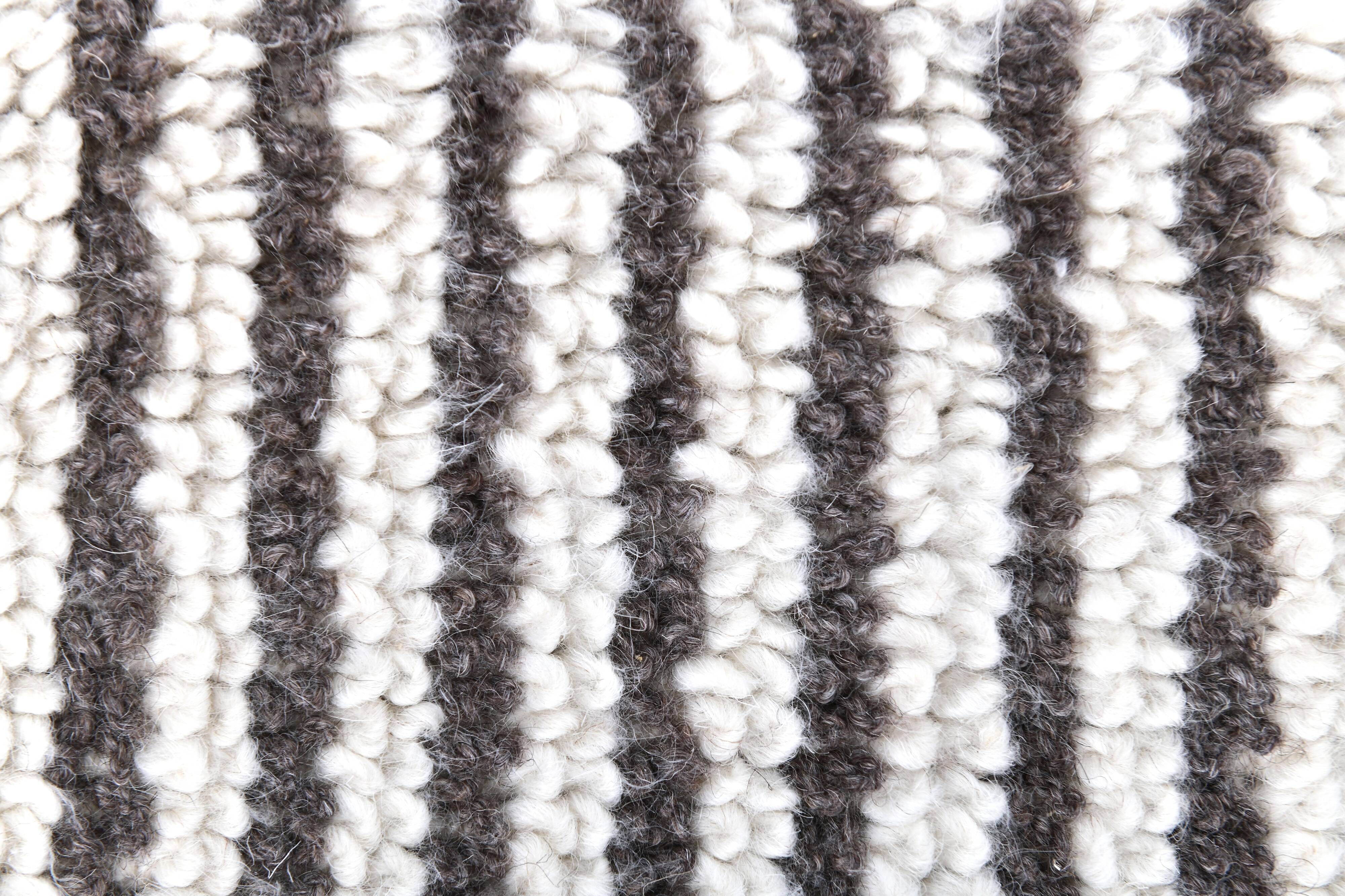 4x10 Brown & White Striped Vintage Runner Rug, 131x303Cm