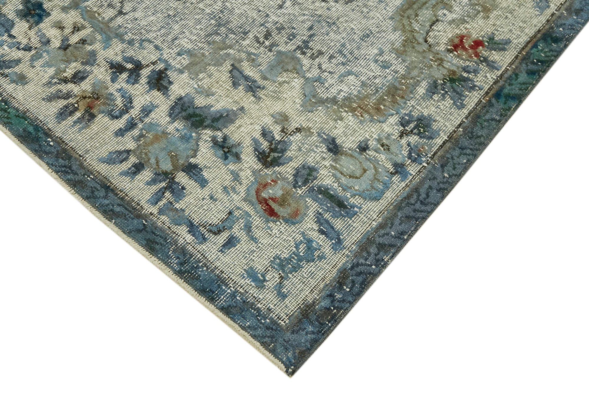 Handwoven anatolian 1980s 187 cm x 277 cm blue rug