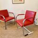 Armchair Knoll Brno design Lidwig Mies Van Der Rohe red leather