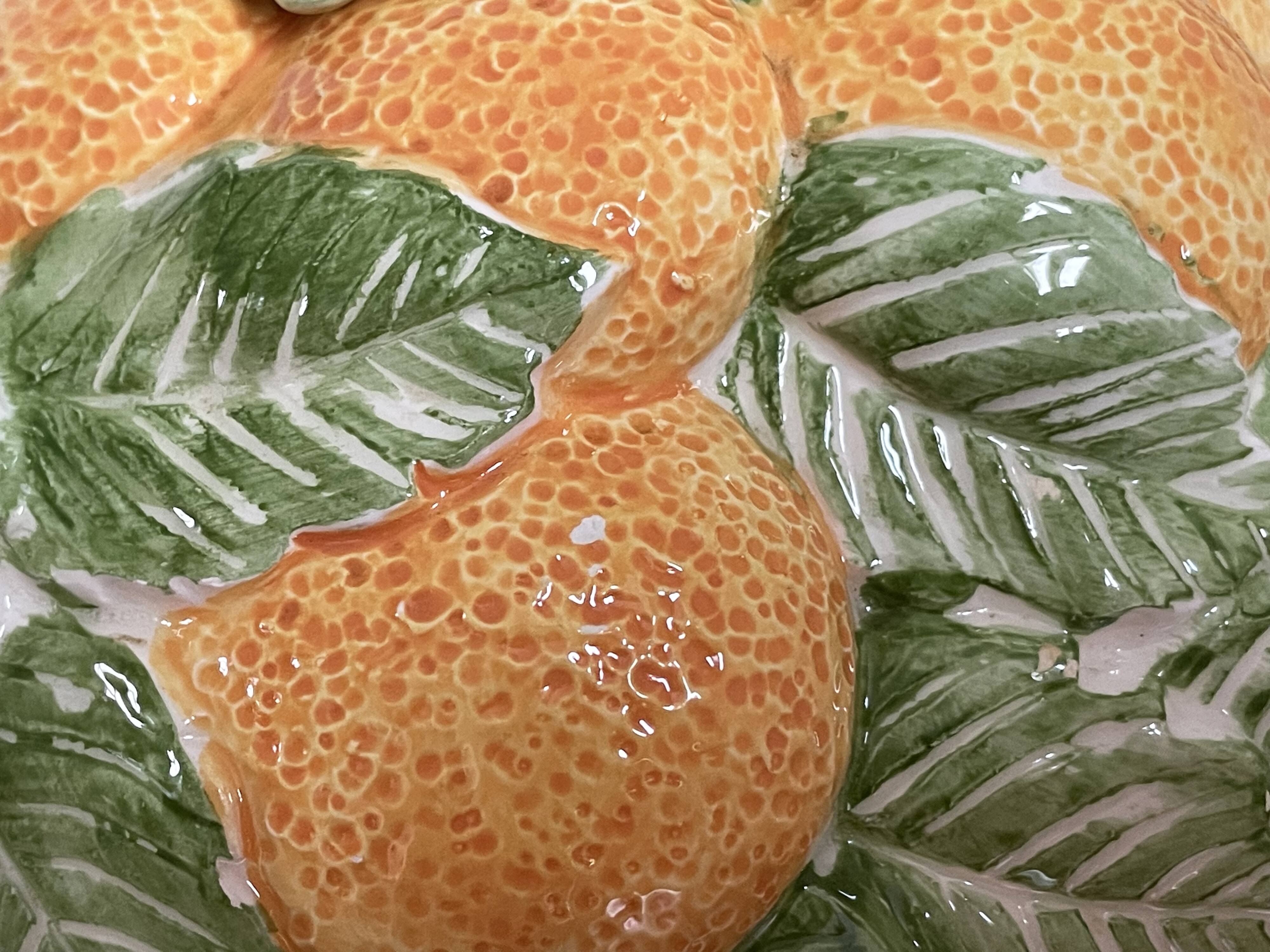 Fitz & Floyd ff1986 turtle jug or teapot with oranges and leaves, american majolica tableware