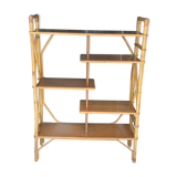 Large rattan standing shelf old