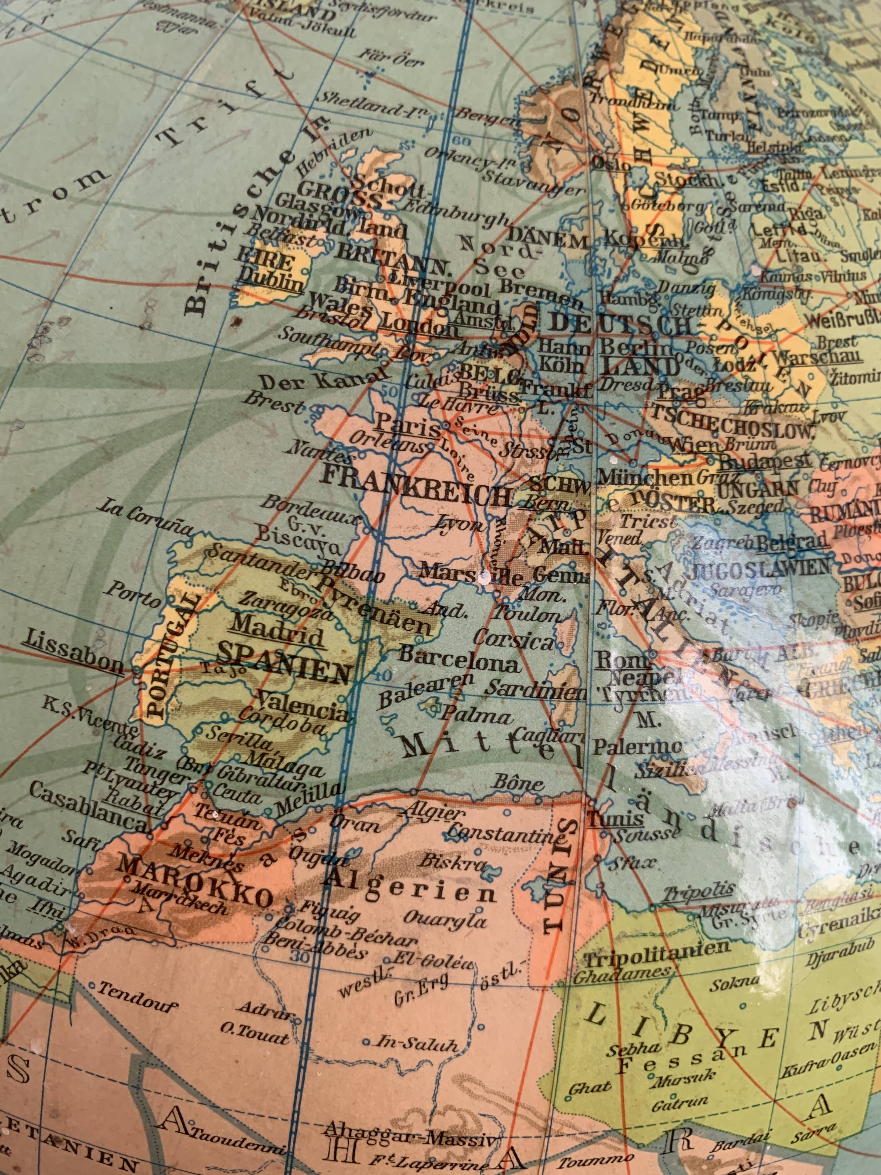 Vintage 1961 Dietrich Reimer Berlin World Globe - 45 cm