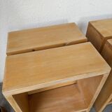 Pair of pine stools or bedside tables, mountain furniture, 1950s