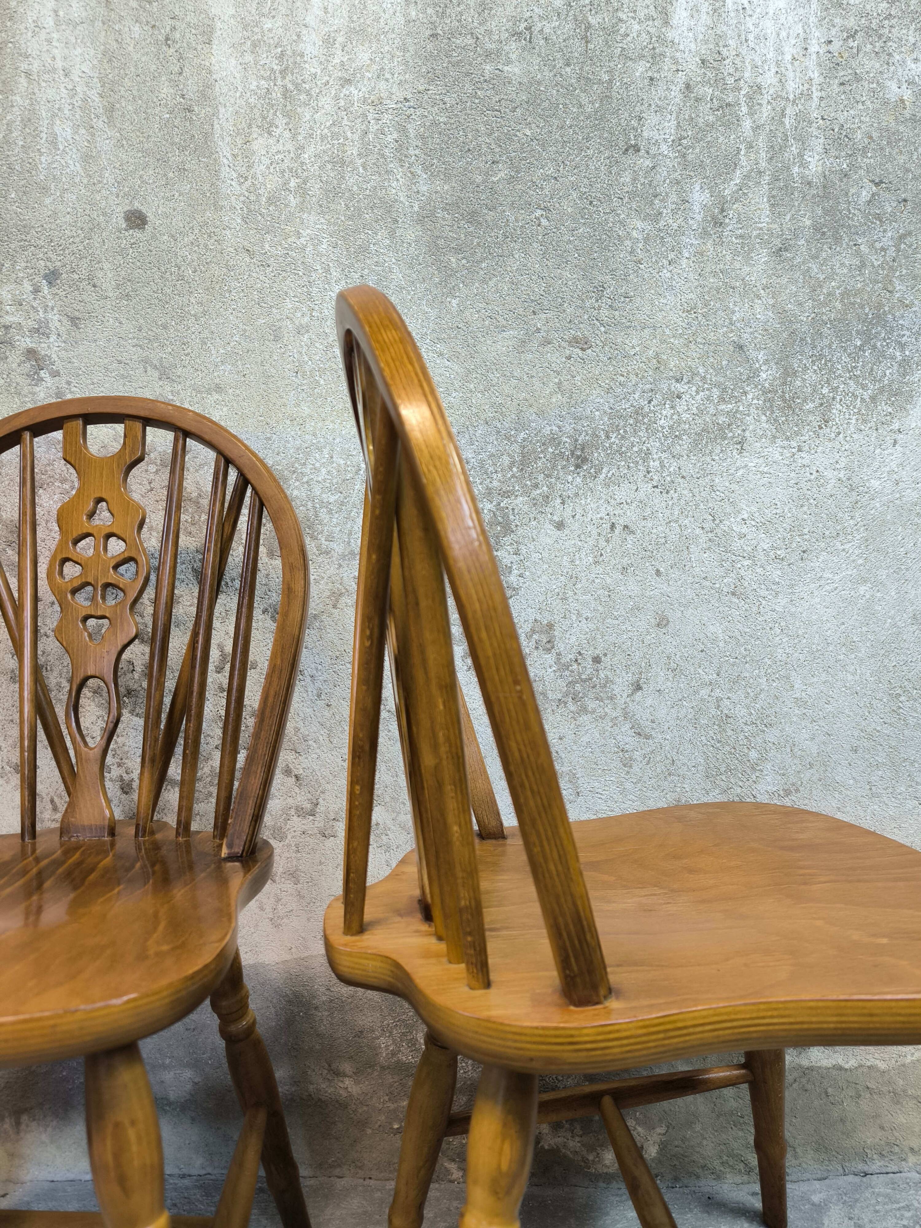 3 vintage Windsor wheelback chairs