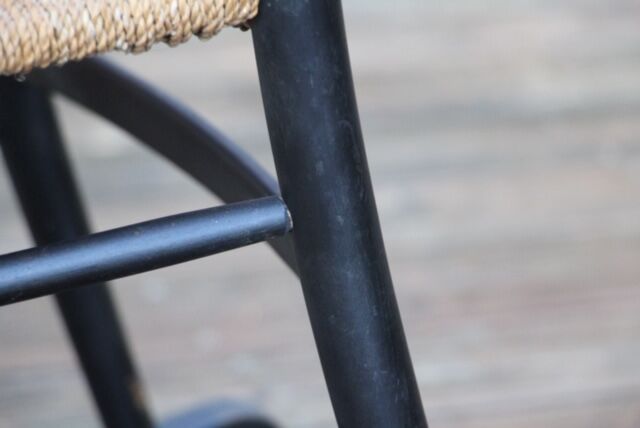 Rocking- vintage flesh blackened wood and rope Italy 1960