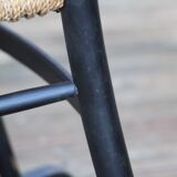 Rocking- vintage flesh blackened wood and rope Italy 1960