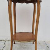 Selette pedestal side table Louis XV style with decorated marquetry and rosewood - 1900s