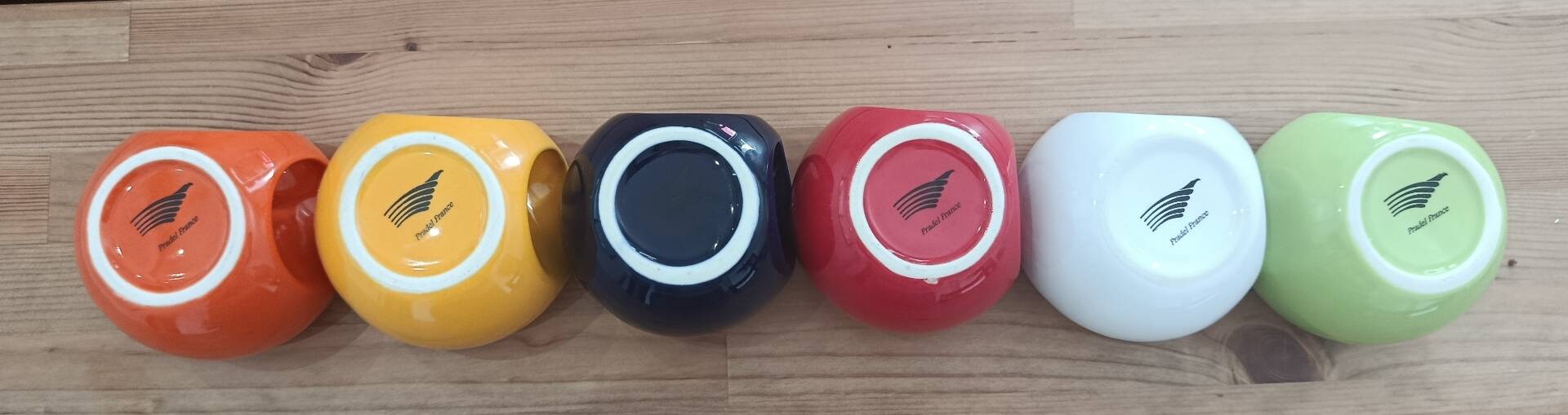 Set of 6 large mugs Pradel France – retro pop / Space Age design – mu