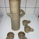 High coffee or teapot and 4 cups in sandstone