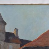 Louis Georges ALATERRE (19th-20th century) "La halle de Martel (Lot)" Oil on canvas signed