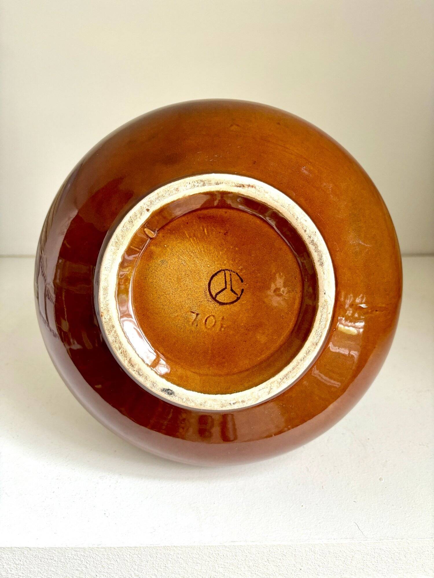 Brown glazed ceramic carafe