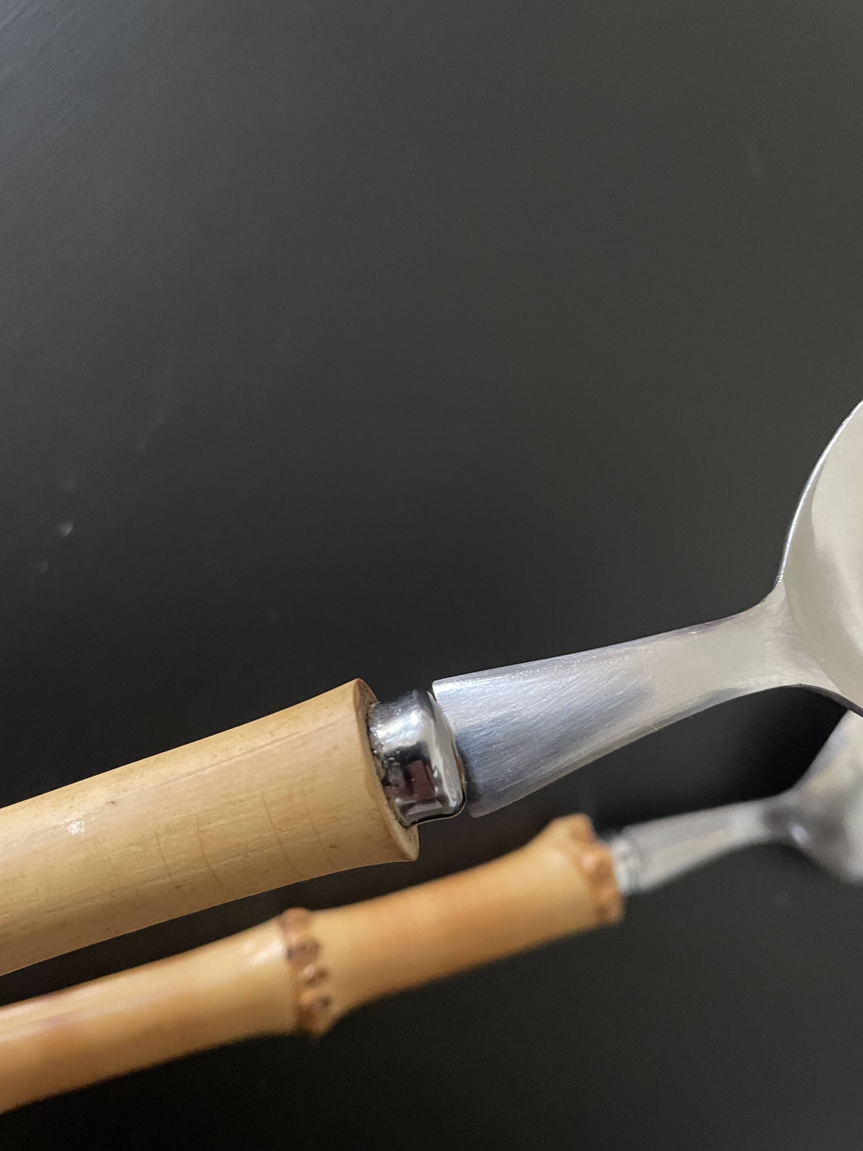 Salad servers with bamboo handles