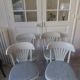 Set of 4 vintage bistro chairs from the 1970s, pearl grey patina.