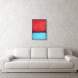 Red and Blue original minimalist abstract modern painting on stretched canv