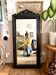 Large antique wooden mirror with sculpted pediment in boho style 118x57cm