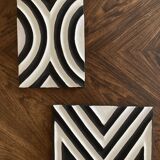 Two Imigongo paintings / panels traditional art from Rwanda