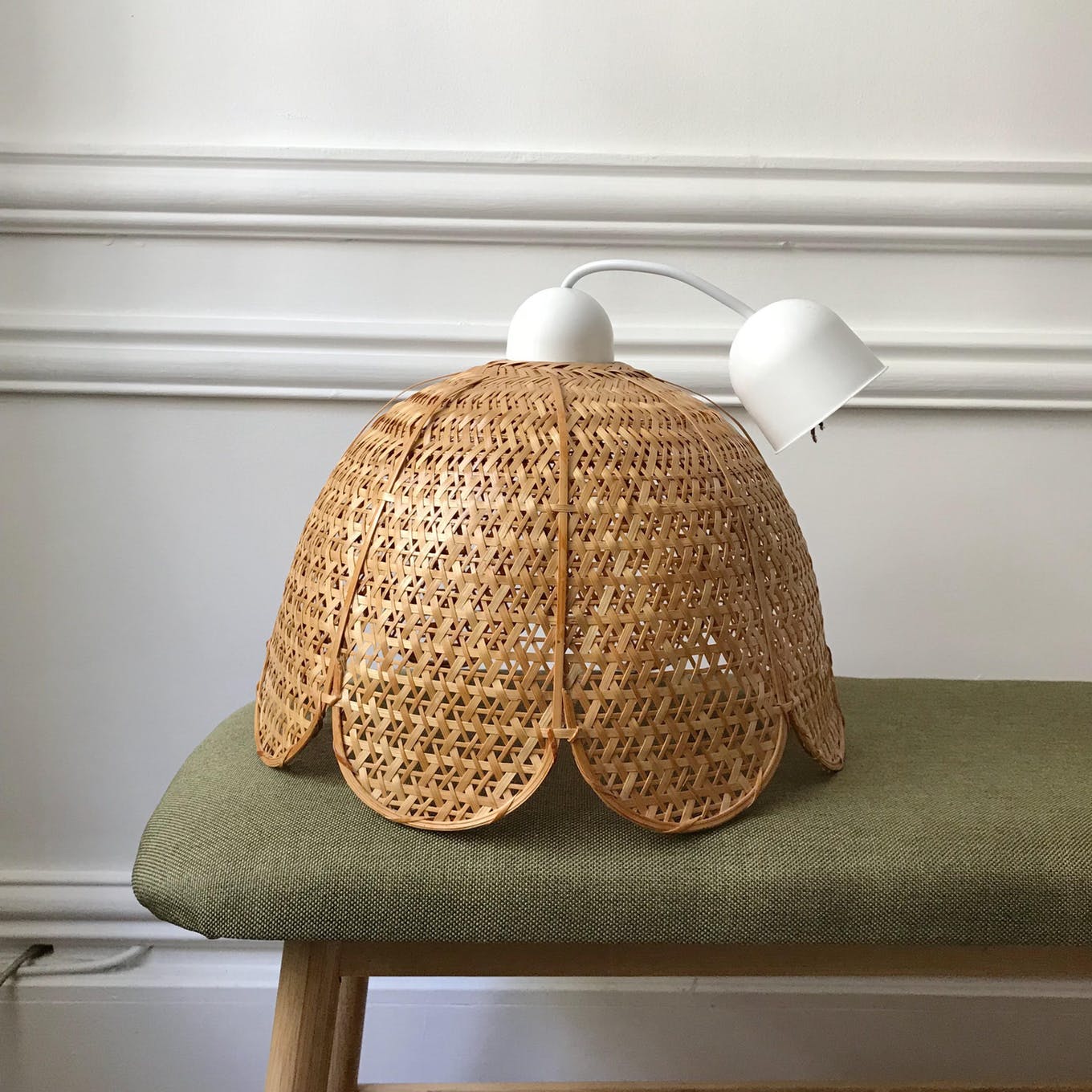 70s vintage wicker tulip hanging