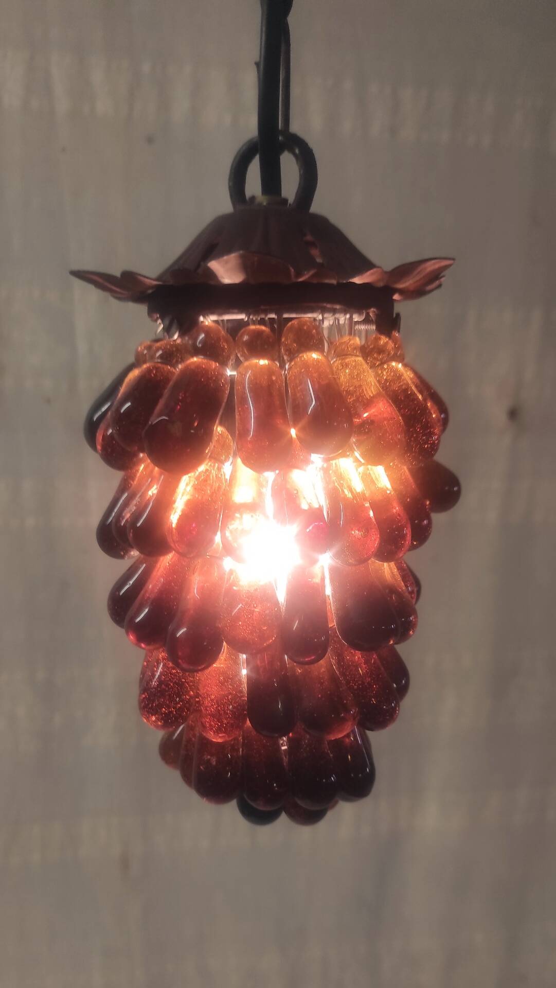 Amber Murano glass cluster pendant - mid 20th century