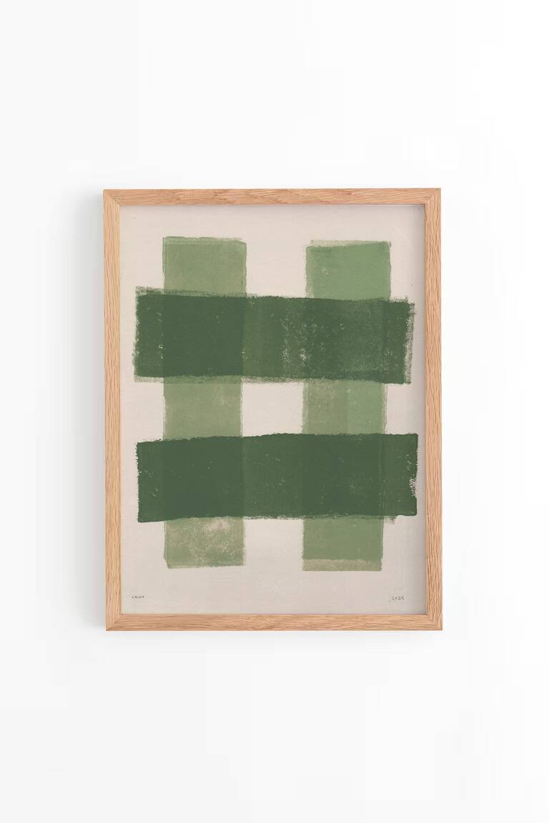 Abstract painting - green stripes painting b198 signed eawy