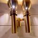 Three Large Scandinavian Brass Sconces, Mid Century