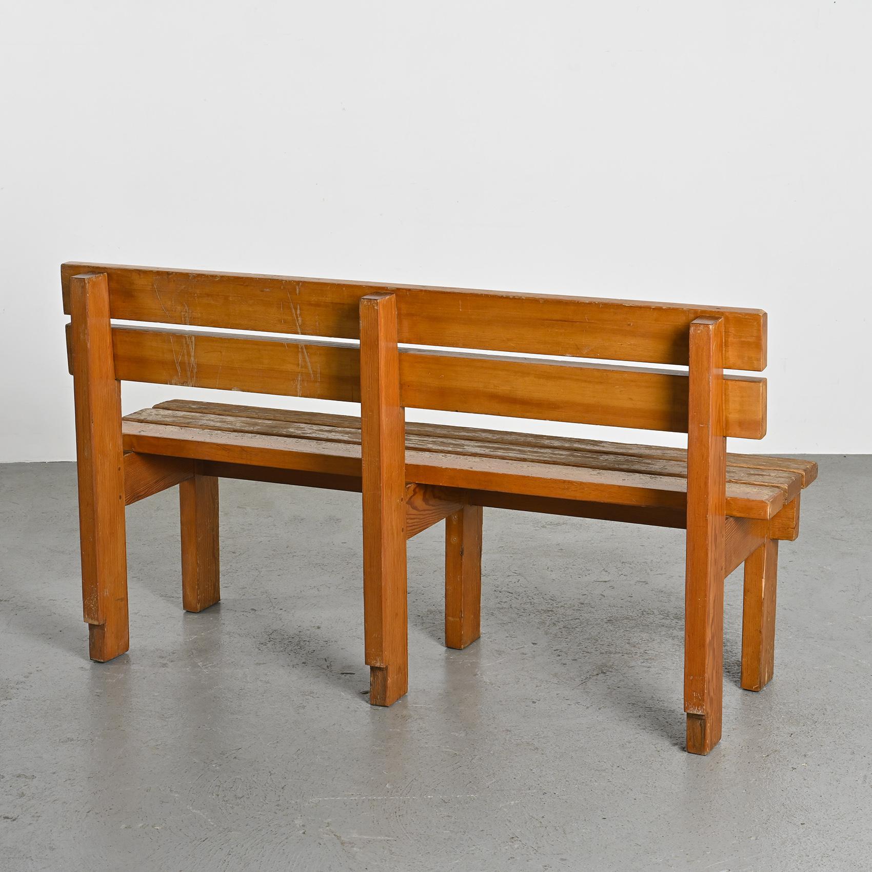 Pair of solid wood benches by Christian Durupt, Courchevel, circa 1960