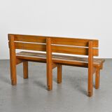 Pair of solid wood benches by Christian Durupt, Courchevel, circa 1960