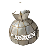 Suspension vintage en nacre et laiton